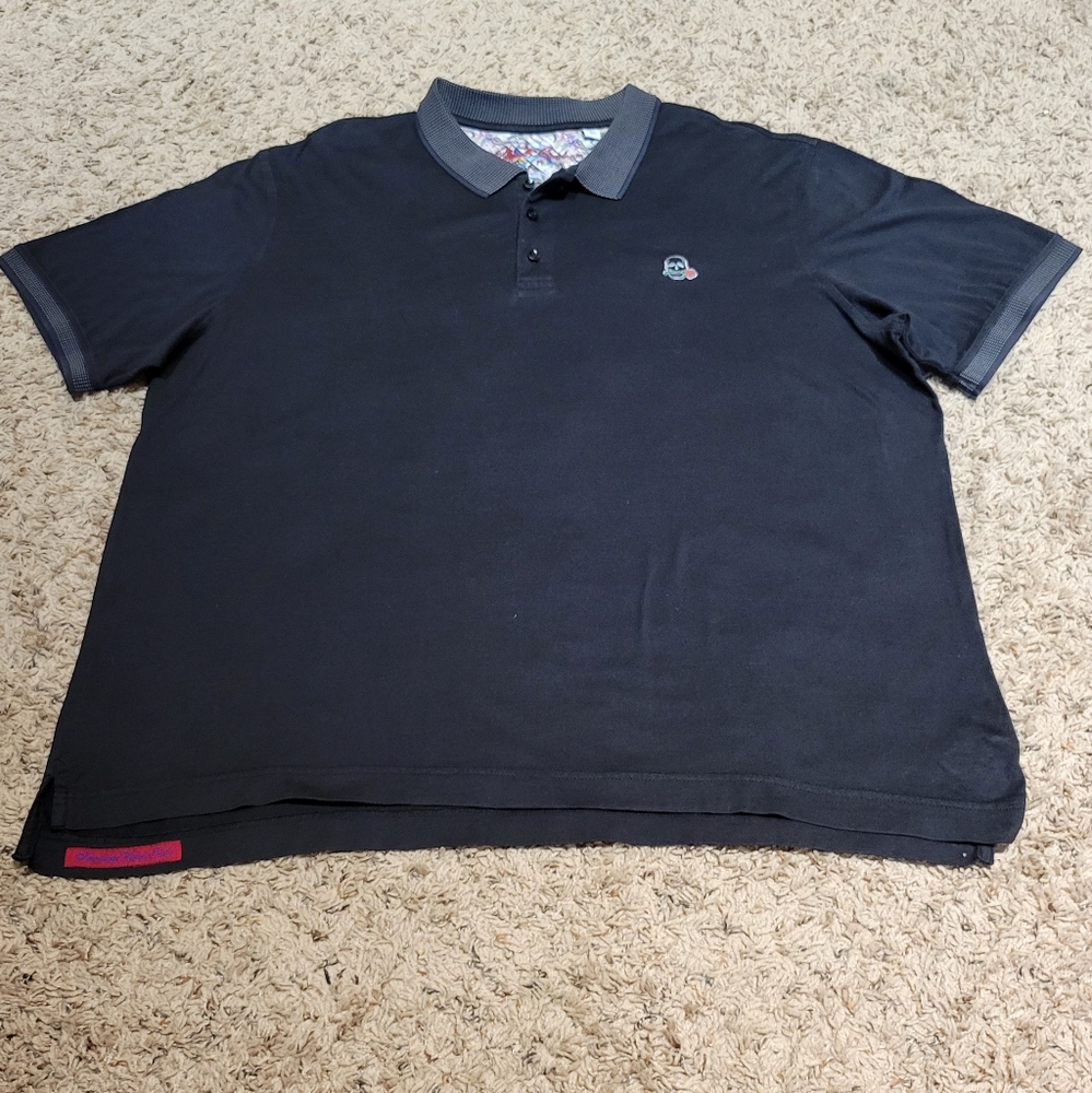 Robert Graham Pre-owned Shirt Mens 2XL Black Short Sleeve Polo